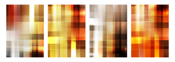 Poster - Autumn colors. Defocused bright colored abstract backgrounds with vertical and horizontal dynamic lines. Blurred vibrant color gradients for Fall season creative graphic design. Vector illustration.
