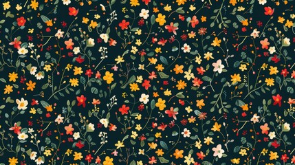 Wall Mural - a floral patterned background with a few flowers in the foreground