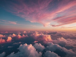 Wall Mural - Sunset sky with pink and blue hues and pastel clouds