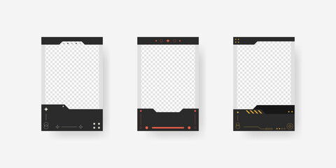 Abstract sci-fi frame template. Cyberpunk frame set. 