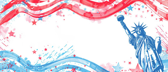 Wall Mural - A patriotic banner with a blue, white, and red stripe