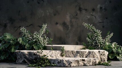 Wall Mural - Stone Platform In A Lush Tropical Jungle Setting