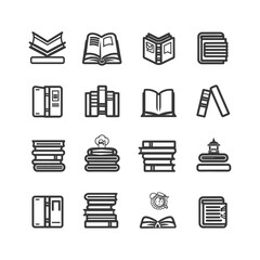 minimalist line art icon book collection set logo symbol