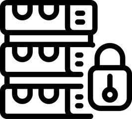 Poster - Black outline icon representing secure data storage emphasizing the concept of server security and data protection