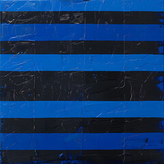 Wall Mural - A blue and black striped painting with a blue background. The painting is abstract and has a moody feel to it