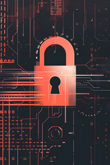 Wall Mural - a close up of a red and black computer screen with a keyhole in the middle. the image is of a comput