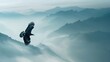 © Ibad - A high-resolution photograph featuring an eagle gliding effortlessly over a range of misty mountains