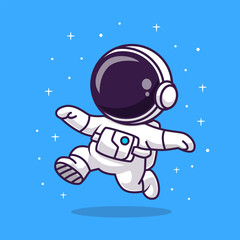 Wall Mural - cute astronaut jumping in space cartoon vector icon illustration. science technology icon concept is