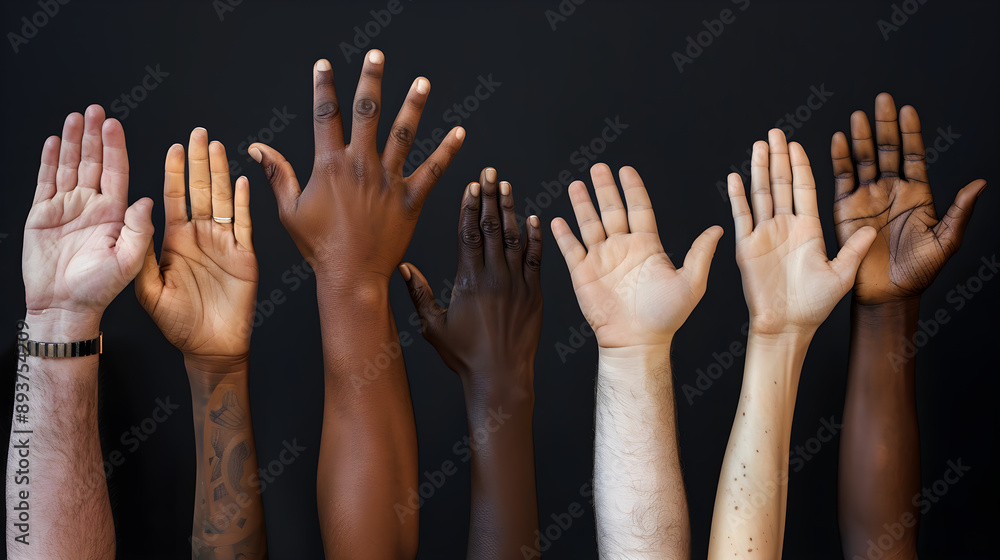 Support All Races Raised hands of different nationalities in support of each other. The ...