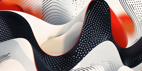 Canvas Print - a colorful wave with black and white dots. the image is abstract and has a modern feel to it
