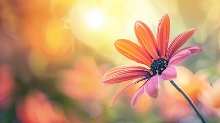 Wall Mural - Bright flower in focus with blurred background for designers