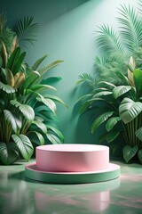 Sticker - Indoor garden scene with lush green plants.