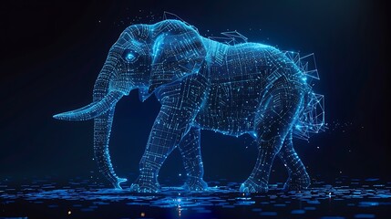 Wall Mural - digital elephant in a cyber world