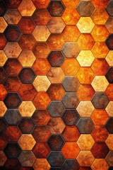 Wall Mural - Honeycomb pattern with warm amber tones.