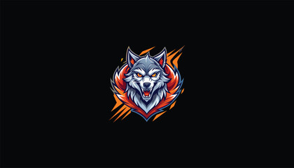 Wall Mural - wolf head design logo iconic,