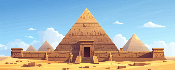 ancient egyptian pyramid with hieroglyphs on the walls. vector flat minimalistic isolated illustrati
