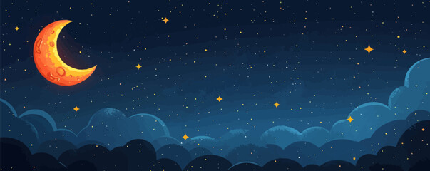 moon and stars in the night sky vector flat minimalistic isolated illustration