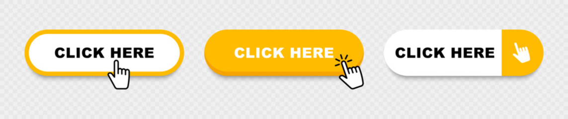 Wall Mural - click here button with pointer clicking. web button set. click button. clicking the icon. action but