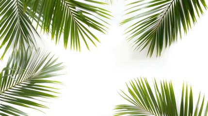 Wall Mural - Tropical palm leaf on white, with clipping path and copy space.