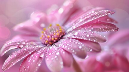 Canvas Print - Pink Flower with Dew Drops