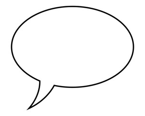 Wall Mural - speech balloon, one empty white elliptical speech bubble, vector outline illustration