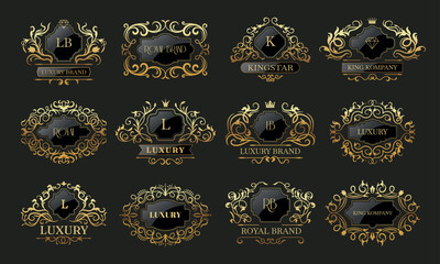 Wall Mural - Luxury badges. Decorative logo collection premium style recent vector templates set