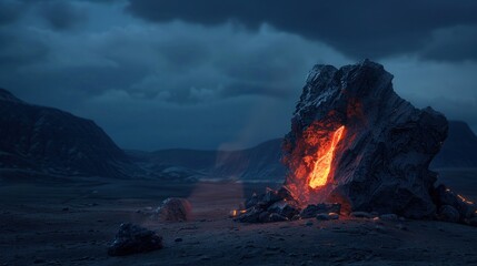 Sticker - Volcanic Eruption in a Desolate Landscape