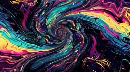 Canvas Print - A colorful swirl of paint with a spiral in the middle