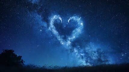 milky way heart in the night sky