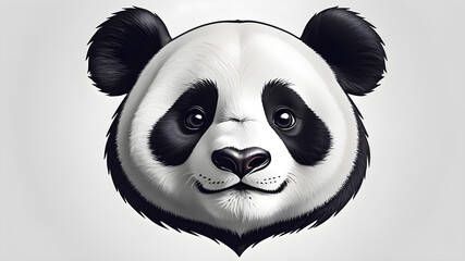 Wall Mural - Gentle panda logo design on white background. Generative AI