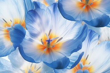 Wall Mural - blue tulips flowers pattern background