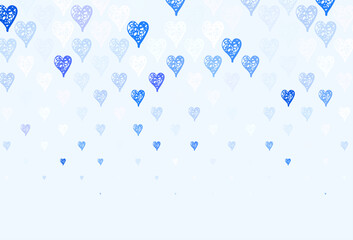 Wall Mural - light gray vector pattern with colorful hearts.