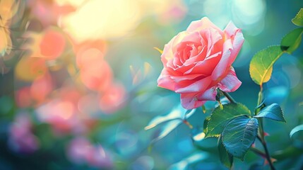 Canvas Print - Pink Rose in a Garden