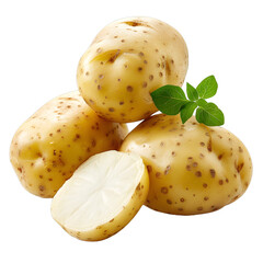 Wall Mural - [Transparent Background PNG]three russet potatoes with one cut in half