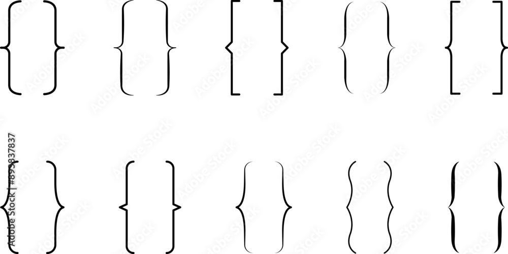 Braces or curly brackets icon. Curly braces, double symmetric brackets ...