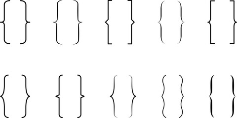 Braces or curly brackets icon. Curly braces, double symmetric brackets. Vector Typography symbols pair, frames for punctuation, maths, elements sign for text quote.