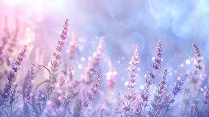 Canvas Print - Lavender Field with Soft Lighting and Bokeh