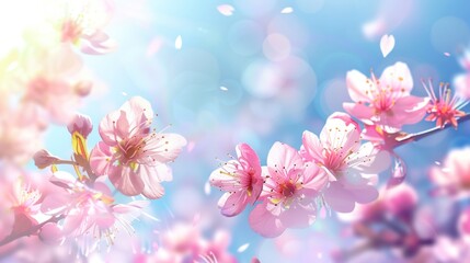 Canvas Print - Pink Cherry Blossom Flowers Blooming In The Spring