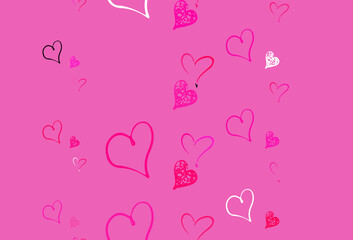 Wall Mural - light pink vector background with hearts.