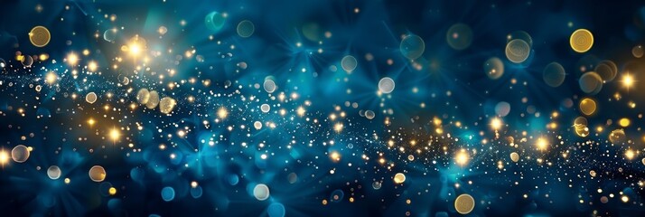 Wall Mural - festive starry sky background with blue light bokeh. new year and christmas concept