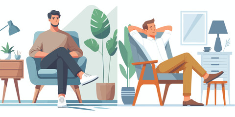 Poster - vector set of people relaxing in chairs