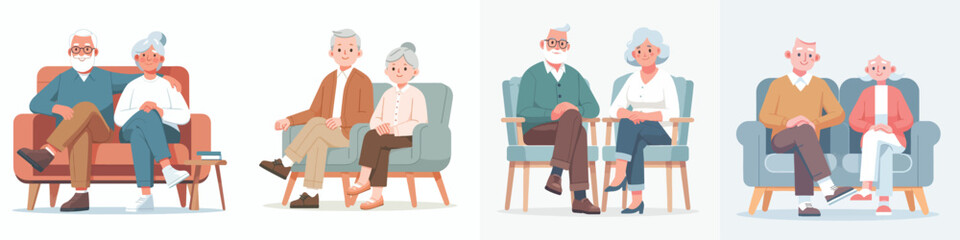 Poster - vector set of people relaxing in chairs