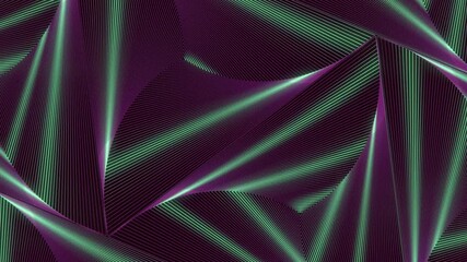 Poster - Digital seamless loop animation of a purple geometric pattern of triangles with green waves running along them. 3d rendering. 4K, Ultra HD resolution