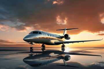 Private jet concept standing outside