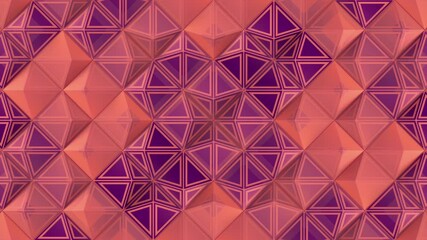 Leinwandbilder - Digital seamless loop animation composed of a grid of rectangles with a trendy color gradient. Mosaic effect. Bright geometric composition with purple and orange colors. 3d rendering 4K