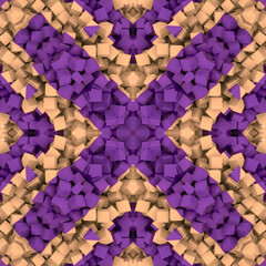 Aufkleber - Digital illustration of a simple colorful geometric pattern composed of many small three-dimensional cubes. 3d rendering