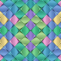 Aufkleber - Symmetrical tessellated pattern of interlocking three-dimensional wavy shapes. 3d rendering digital illustration