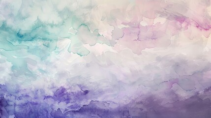 Canvas Print - Blended pastel watercolor washes in mint and lilac serene dreamlike background