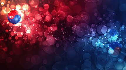 Wall Mural - Background evoking South Korea's flag with blue red and taeguk patterns