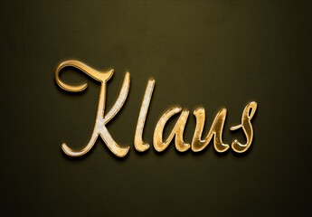 Wall Mural - Old gold text effect of Deutsche name Klaus with 3D glossy style Mockup.